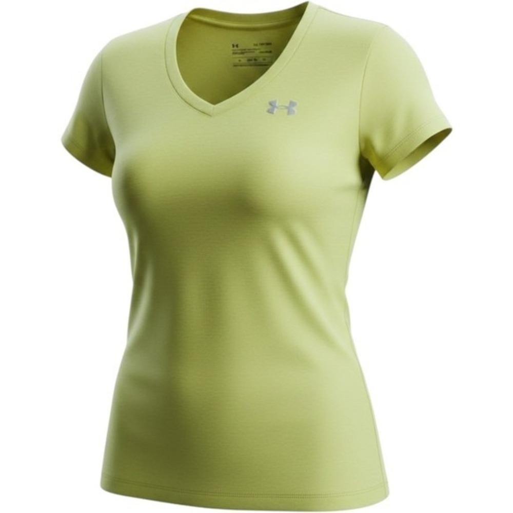 Under Armour V-Neck T-Shirt Women XS Yellow Heather Gym Activewear Workout